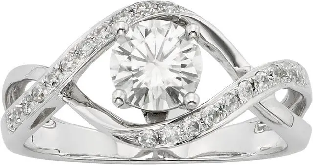 Main image of 14K White Gold Moissanite by Charles & Colvard 6.0mm Engagement Ring-size 7 1.02cttw DEW