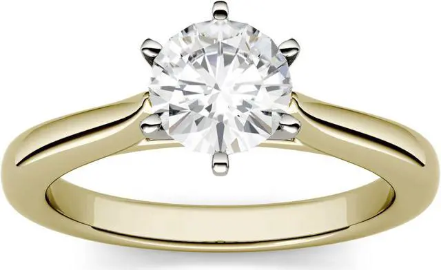 Main image of 14K Yellow Gold Moissanite by Charles & Colvard 5mm Round Solitaire Ring-size 5 0.50ct DEW