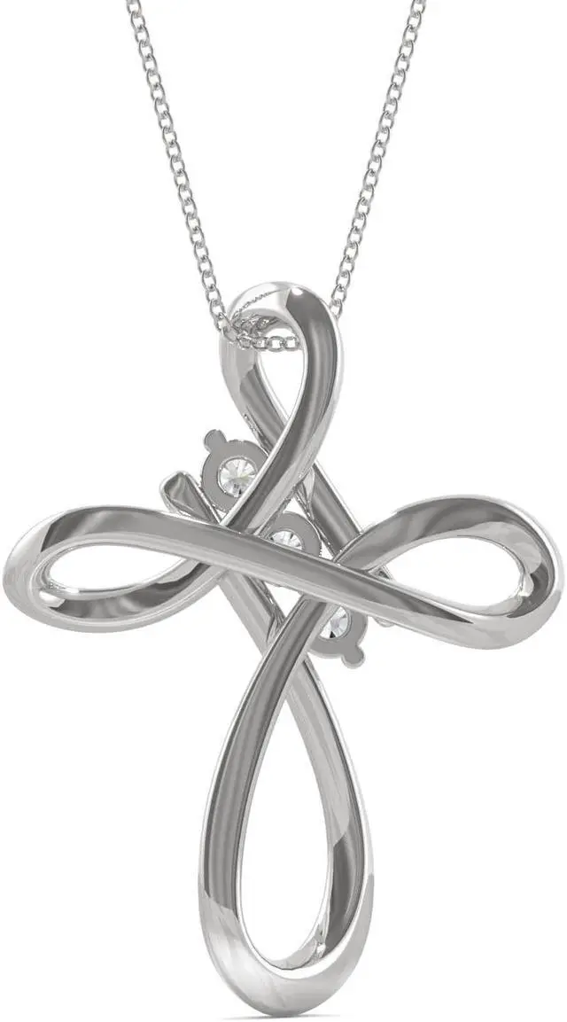 Alt view image 3 of 5 - Sterling Silver Moissanite by Charles & Colvard 3mm Round Pendant Necklace 0.30cttw DEW