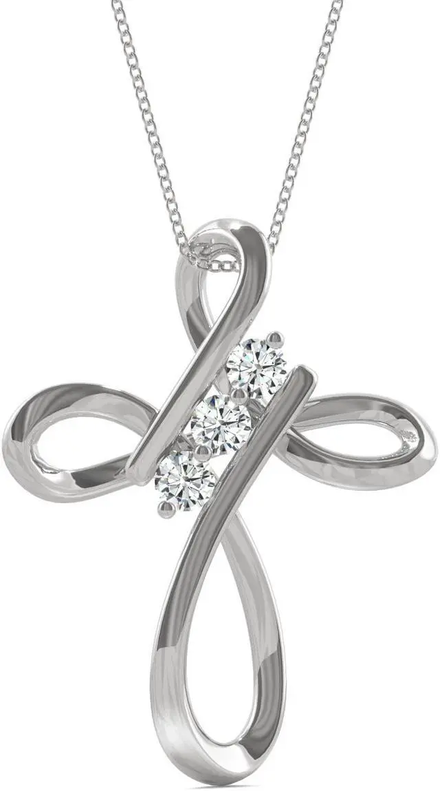 Main image of Sterling Silver Moissanite by Charles & Colvard 3mm Round Pendant Necklace 0.30cttw DEW