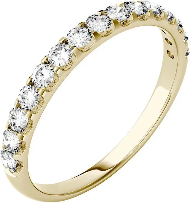 Alt view image 2 of 8 - 14K Yellow Gold 2.0mm Round Moissanite by Charles & Colvard Wedding Band- size 8 0.45cttw DEW