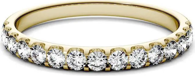Alt view image 4 of 8 - 14K Yellow Gold 2.0mm Round Moissanite by Charles & Colvard Wedding Band- size 8 0.45cttw DEW