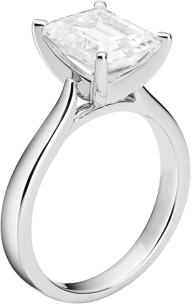 Alt view image 2 of 14 - Moissanite by Charles & Colvard 10x8mm Emerald Moissanite Engagement Ring-size 5 3.55ct DEW