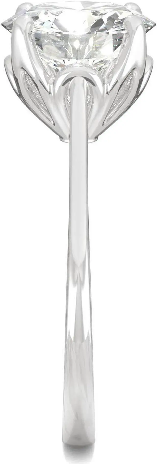 Alt view image 5 of 7 - 14K White Gold Moissanite by Charles & Colvard 9mm Round Engagement Ring-size 5 2.70ct DEW