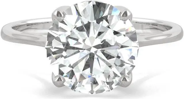 Alt view image 4 of 7 - 14K White Gold Moissanite by Charles & Colvard 9mm Round Engagement Ring-size 5 2.70ct DEW
