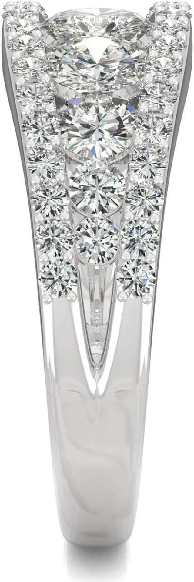 Alt view image 5 of 9 - 14K White Gold Moissanite by Charles & Colvard 4.5mm Round Fashion Ring-size 5 1.53cttw DEW