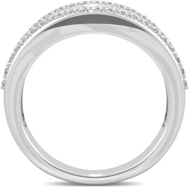 Alt view image 3 of 9 - 14K White Gold Moissanite by Charles & Colvard 4.5mm Round Fashion Ring-size 5 1.53cttw DEW