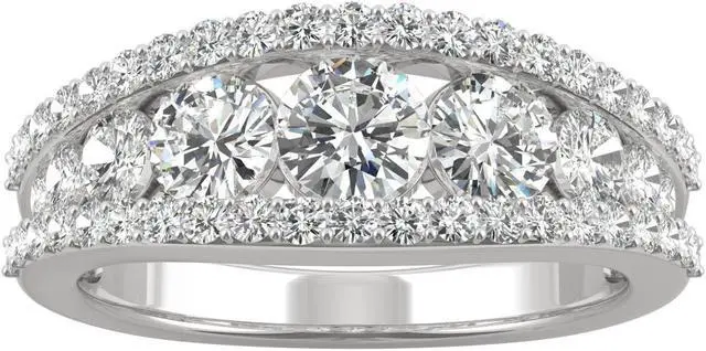 Main image of 14K White Gold Moissanite by Charles & Colvard 4.5mm Round Fashion Ring-size 5 1.53cttw DEW