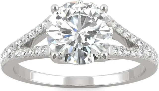 Main image of 14K White Gold Moissanite by Charles & Colvard 8mm Round Engagement Ring-size 9 2.24cttw DEW