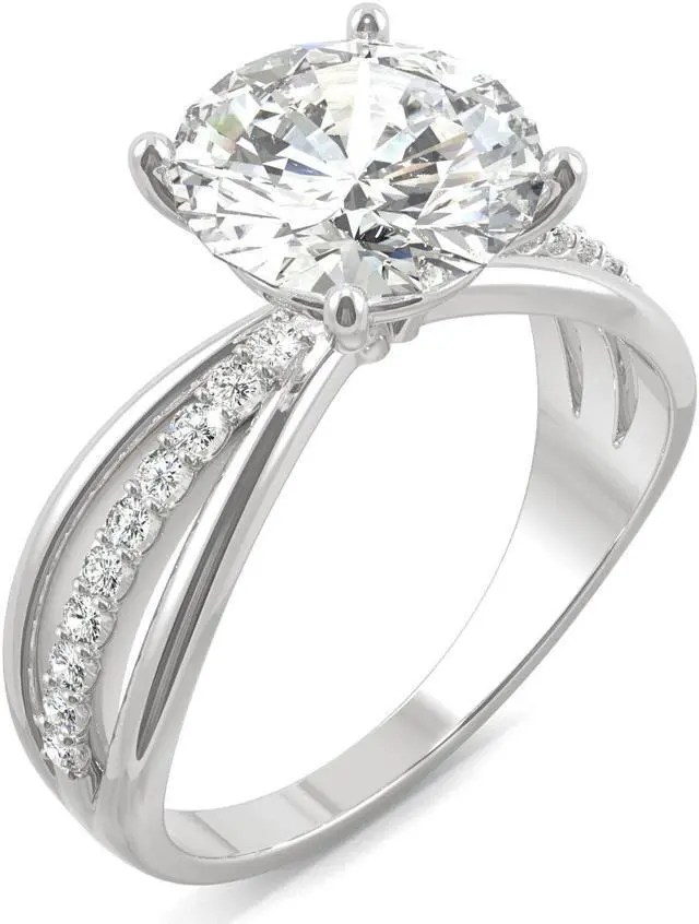 Alt view image 2 of 9 - 14K White Gold Moissanite by Charles & Colvard 9mm Round Engagement Ring-size 7 2.90cttw DEW