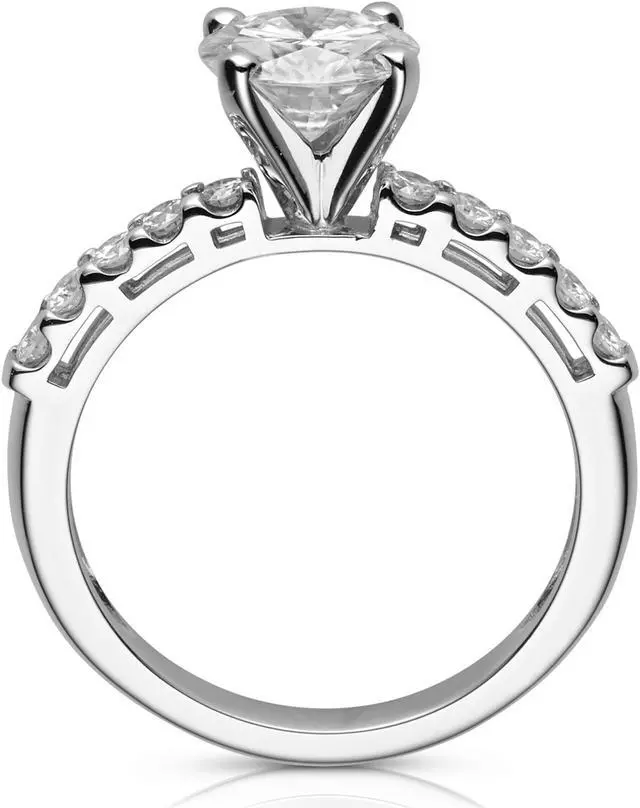 Alt view image 3 of 7 - White Gold Moissanite by Charles & Colvard 7.5mm Round Engagement Ring-size 7 1.80cttw DEW
