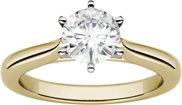 Main image of Yellow Gold 6.5mm Moissanite by Charles & Colvard 6-Prong Solitaire Engagement Ring-size 7 1ct DEW