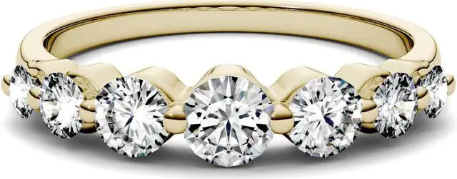 Alt view image 4 of 7 - 14K Yellow Gold Moissanite by Charles & Colvard 4mm Round Wedding Band-size 5.5 0.87cttw DEW