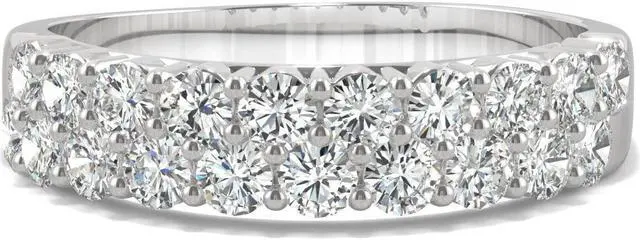 Alt view image 4 of 7 - 14K White Gold Moissanite by Charles & Colvard 2.4mm Round Band-size 6 1.00cttw DEW