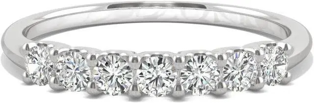Alt view image 4 of 7 - 14K White Gold Moissanite by Charles & Colvard 2.5mm Round Wedding Band-size 7 0.42cttw DEW