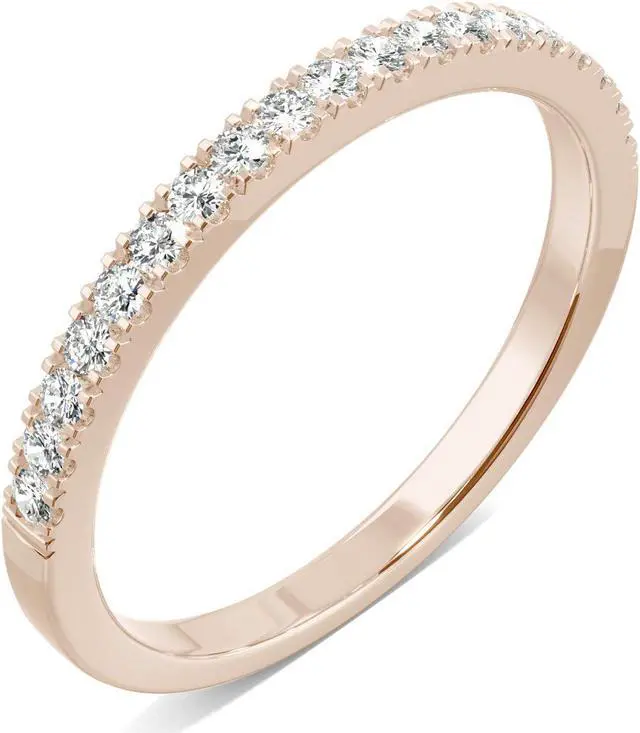 Alt view image 2 of 7 - 14K Rose Gold Moissanite by Charles & Colvard 1.5mm Round Wedding Band-size 5 0.29cttw DEW