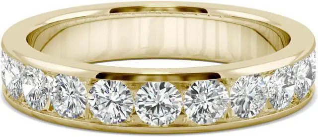 Alt view image 4 of 7 - 14K Yellow Gold Moissanite by Charles & Colvard 3mm Round Wedding Band-size 8 1.10cttw DEW