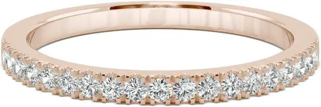 Alt view image 4 of 7 - 14K Rose Gold Moissanite by Charles & Colvard 1.5mm Round Wedding Band-size 5 0.29cttw DEW