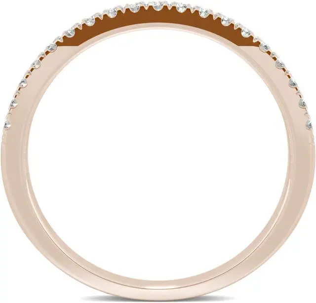 Alt view image 3 of 7 - 14K Rose Gold Moissanite by Charles & Colvard 1.5mm Round Wedding Band-size 5 0.29cttw DEW