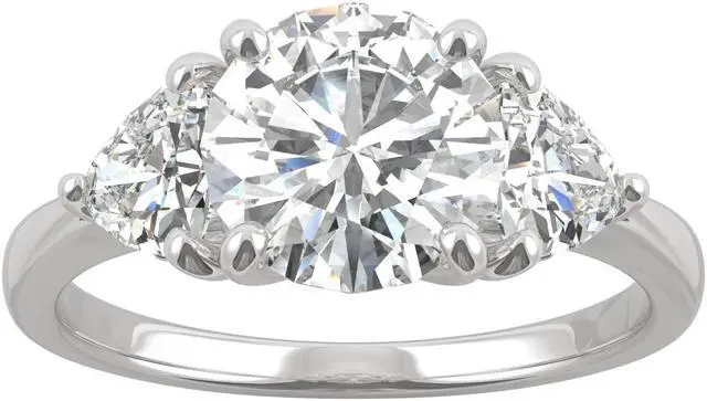 Main image of 14K White Gold Moissanite by Charles & Colvard 8mm Round Engagement Ring-size 5 2.70cttw DEW