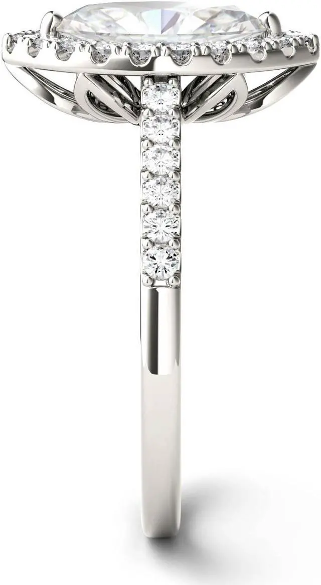 Alt view image 5 of 7 - 14K White Gold Moissanite by Charles & Colvard 10x5mm Marquise Engagement Ring-size 6 1.45cttw DEW