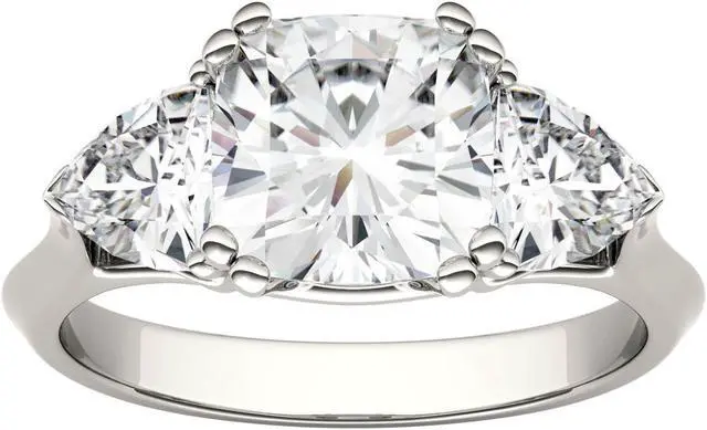 Main image of 14K White Gold Moissanite by Charles & Colvard 7.5mm Cushion Engagement Ring-size 8 3.00cttw DEW