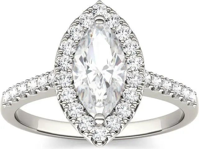 Main image of 14K White Gold Moissanite by Charles & Colvard 10x5mm Marquise Engagement Ring-size 6 1.45cttw DEW