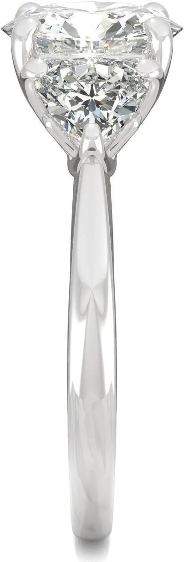 Alt view image 5 of 7 - 14K White Gold Moissanite by Charles & Colvard 8mm Round Engagement Ring-size 5 2.70cttw DEW