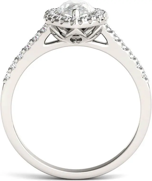 Alt view image 3 of 7 - 14K White Gold Moissanite by Charles & Colvard 10x5mm Marquise Engagement Ring-size 6 1.45cttw DEW