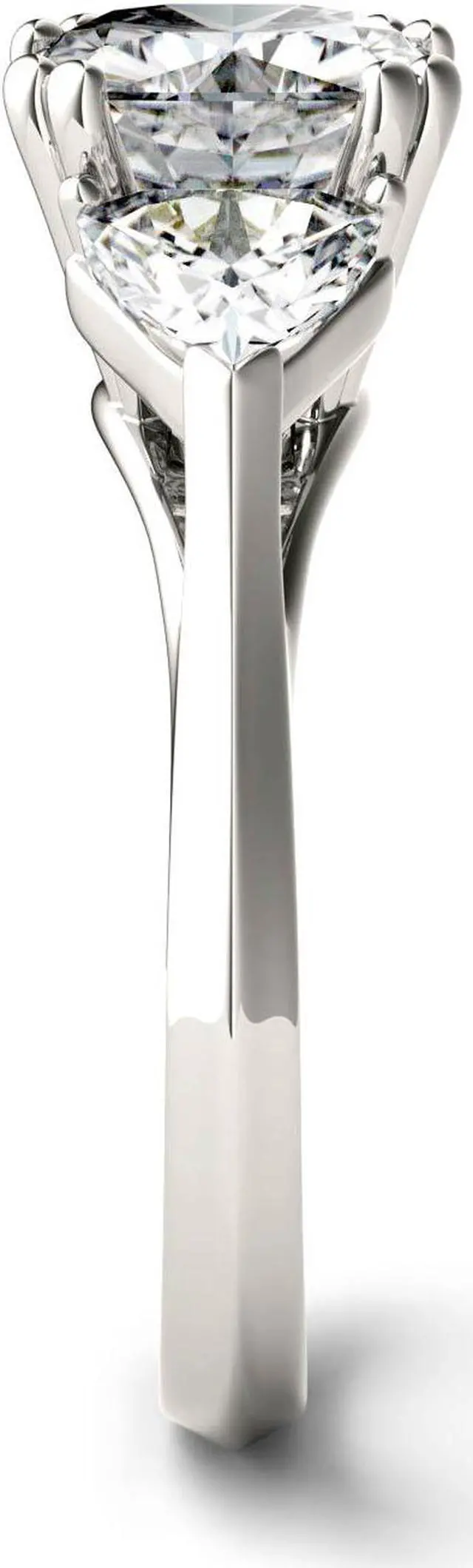 Alt view image 5 of 7 - 14K White Gold Moissanite by Charles & Colvard 7.5mm Cushion Engagement Ring-size 8 3.00cttw DEW
