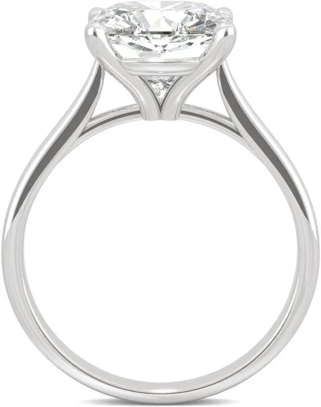 Alt view image 3 of 7 - 14K White Gold Moissanite by Charles & Colvard 9.0mm Cushion Solitaire Ring- size 7 3.30ct DEW