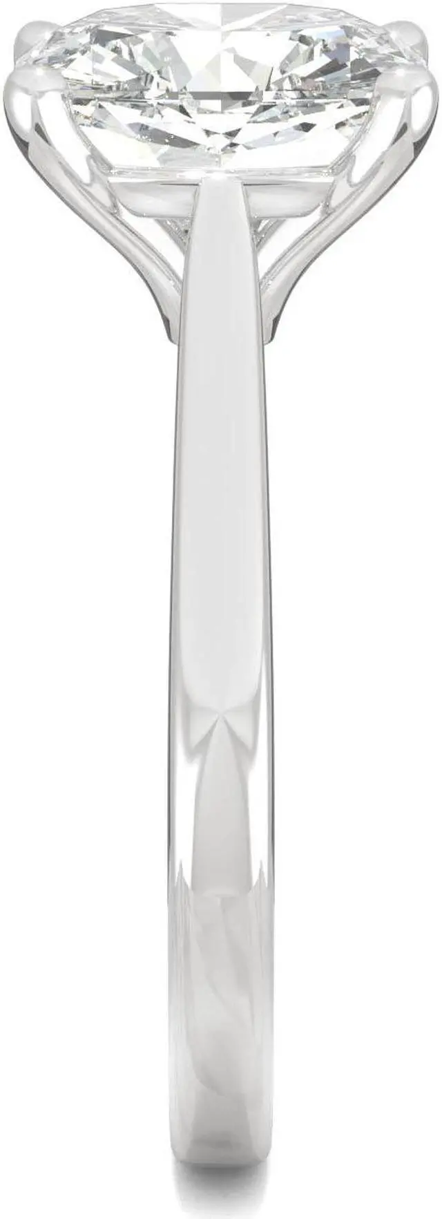 Alt view image 5 of 7 - 14K White Gold Moissanite by Charles & Colvard 9.0mm Cushion Solitaire Ring- size 7 3.30ct DEW