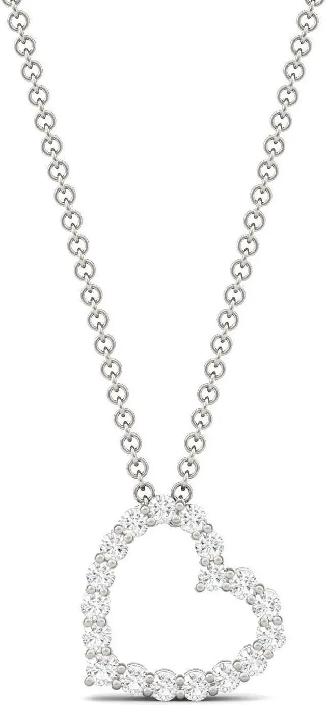 Main image of 14K White Gold Moissanite by Charles & Colvard 1.7mm Round Pendant Necklace 0.28cttw DEW