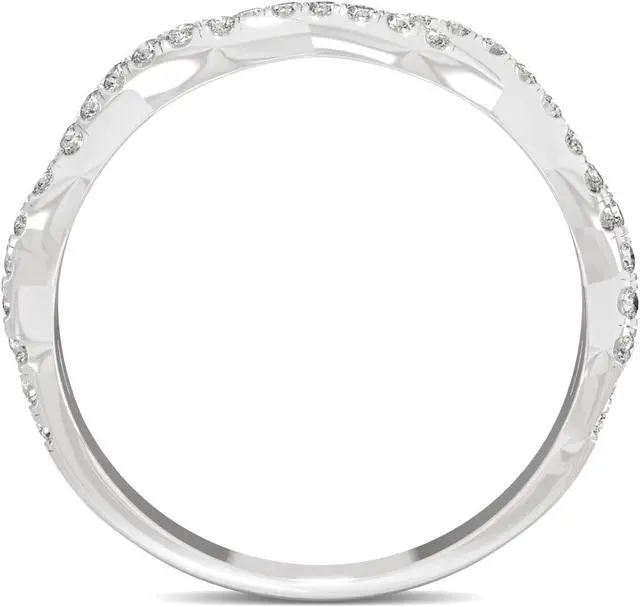 Alt view image 3 of 7 - Charles & Colvard 14K White Gold Moissanite Twisted Wedding Band-size 5 0.32cttw DEW