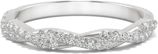Alt view image 4 of 7 - Charles & Colvard 14K White Gold Moissanite Twisted Wedding Band-size 5 0.32cttw DEW