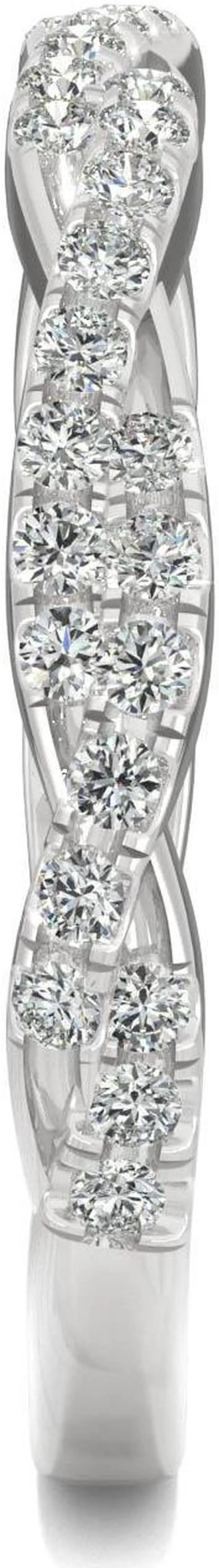 Alt view image 5 of 7 - Charles & Colvard 14K White Gold Moissanite Twisted Wedding Band-size 5 0.32cttw DEW