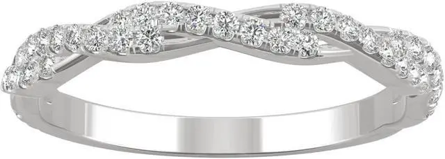 Main image of Charles & Colvard 14K White Gold Moissanite Twisted Wedding Band-size 5 0.32cttw DEW