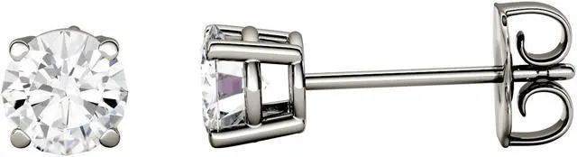 Main image of 14K White Gold Moissanite by Charles & Colvard 5.0mm Round Stud Earrings, 1.00cttw DEW