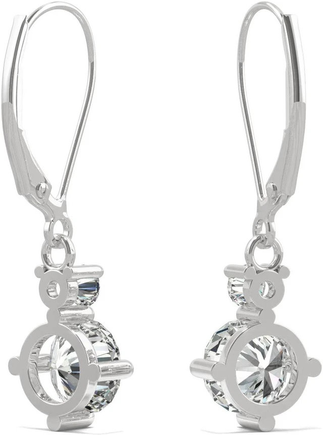 Alt view image 5 of 7 - 14K White Gold Moissanite by Charles & Colvard 6mm Round Drop Earrings, 1.72cttw DEW