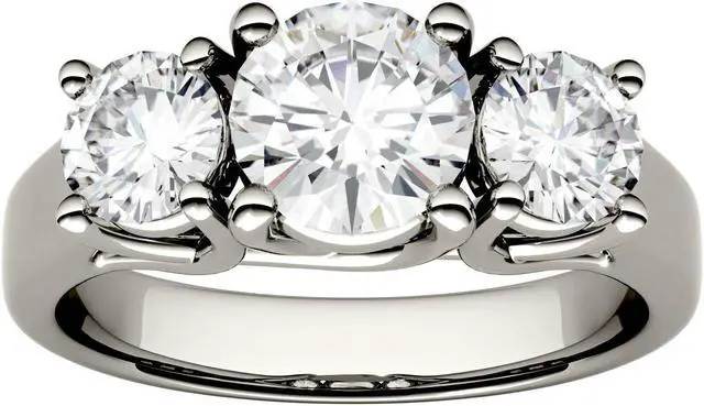 Main image of 14K White Gold 6.5mm Moissanite by Charles & Colvard Three Stone Ring-size 7 2.00cttw DEW