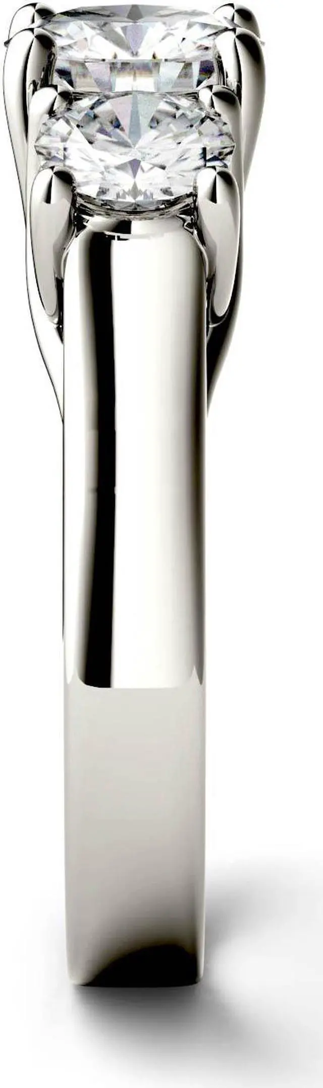 Alt view image 5 of 9 - 14K White Gold 6.5mm Moissanite by Charles & Colvard Three Stone Ring-size 7 2.00cttw DEW