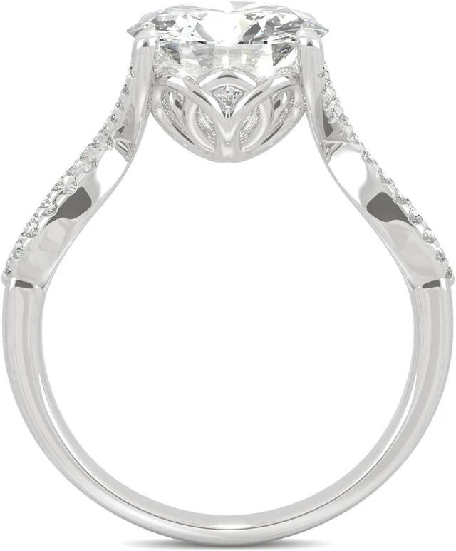 Alt view image 3 of 7 - 14K White Gold Moissanite by Charles & Colvard 9mm Round Engagement Ring-size 7 2.95cttw DEW