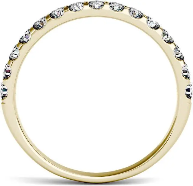 Alt view image 3 of 8 - 14K Yellow Gold 2.0mm Round Moissanite by Charles & Colvard Wedding Band- size 8 0.45cttw DEW