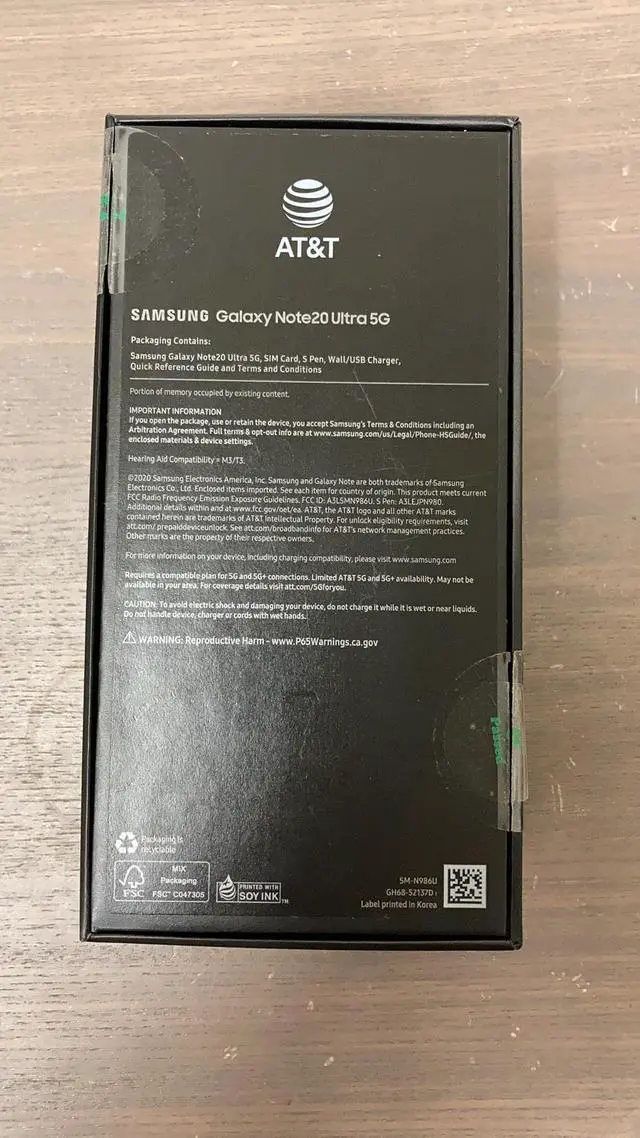 Alt view image 4 of 13 - SAMSUNG GALAXY NOTE 20 ULTRA 5G 128GB SM-N986U AT&T MYSTIC BLACK