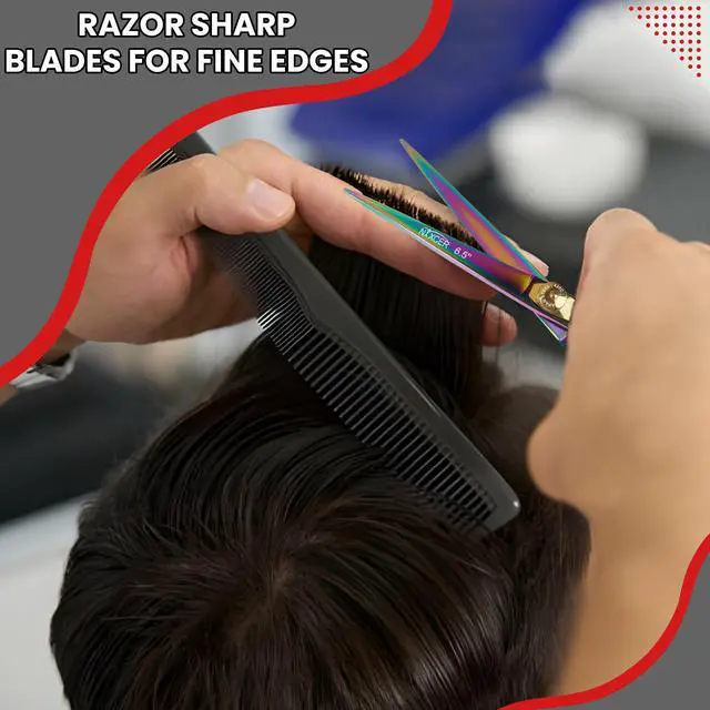 Alt view image 7 of 7 - Nixcer Hair Cutting Scissors -Sharp Razor Edge Blade Hair Shears Series - 6.5" With Fine Adjustment  Stainless Steel Hair Scissors Professional For Men, Women & Babies NHS006 Rainbow