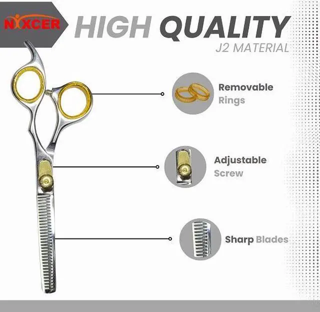 Alt view image 2 of 5 - NIXCER PROFESSIONAL HAIRDRESSING SCISSORS 6.5" HAIR THINNING SCISSORS Silver