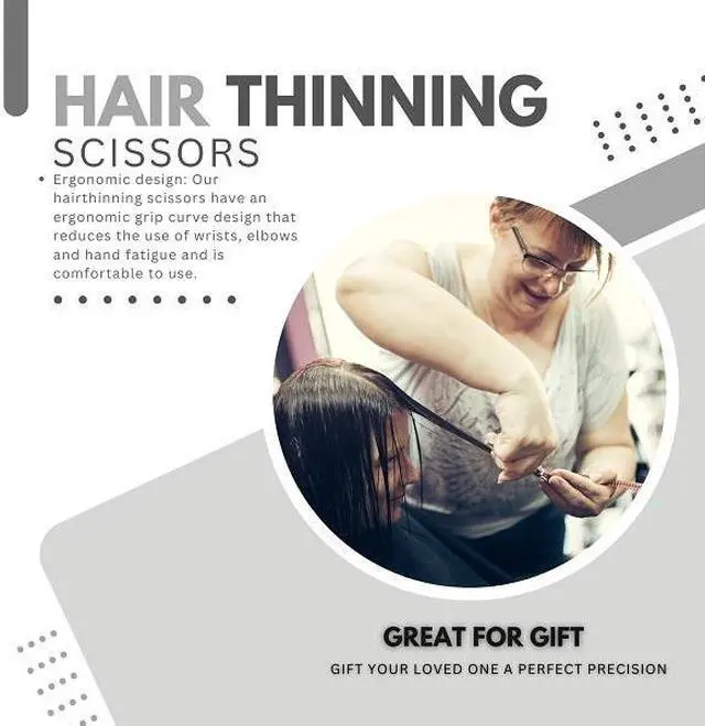 Alt view image 3 of 5 - NIXCER PROFESSIONAL HAIRDRESSING SCISSORS 6.5" HAIR THINNING SCISSORS Silver