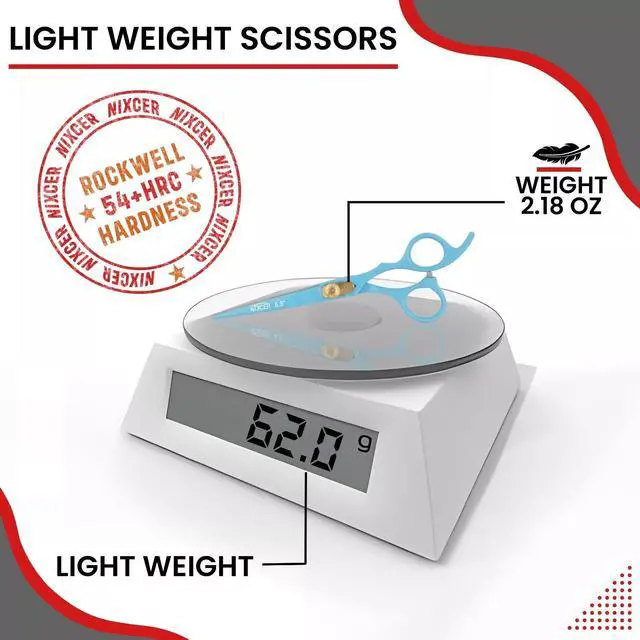 Alt view image 6 of 6 - Nixcer Hair Cutting Scissors Sharp Razor Edge Blade Hair Shears Series  6.5" With Fine Adjustment Stainless Steel Hair Scissors Professional For Men, Women & Babies Sky Blue