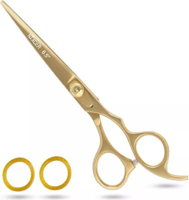 Main image of Nixcer Hair Cutting Scissors Sharp Razor Edge Blade Hair Shears Series  6.5" With Fine Adjustment  Stainless Steel Hair Scissors Professional For Men, Women & Babies Gold