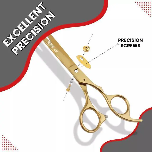 Alt view image 5 of 7 - Nixcer Hair Cutting Scissors Sharp Razor Edge Blade Hair Shears Series  6.5" With Fine Adjustment  Stainless Steel Hair Scissors Professional For Men, Women & Babies Gold